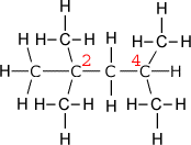 vollständige Strukturformel von 2,2,4-Trimethylpentan